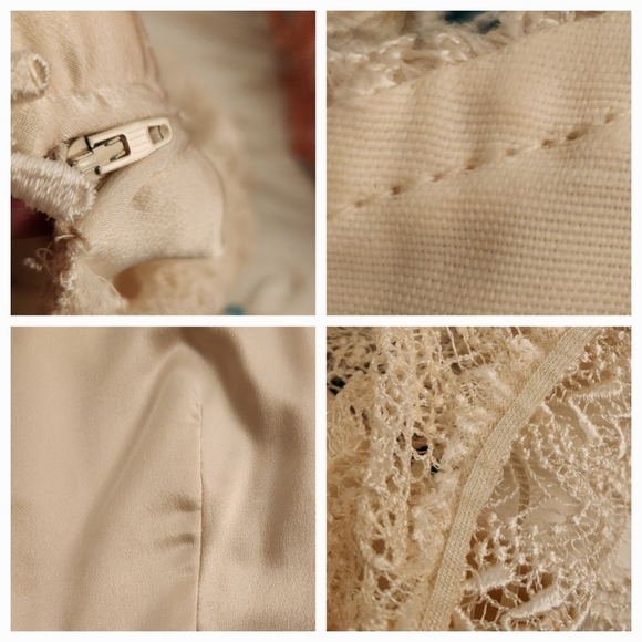 Vintage Ivory Embroidered Fringe Maxi Dress by Lee Jordan - Picture 15 of 16